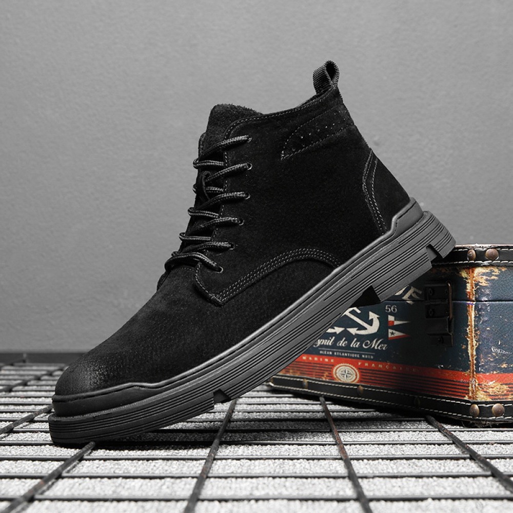 Men's High-Top Autumn And Winter Fashion Leather Martin Boots Warm Boots